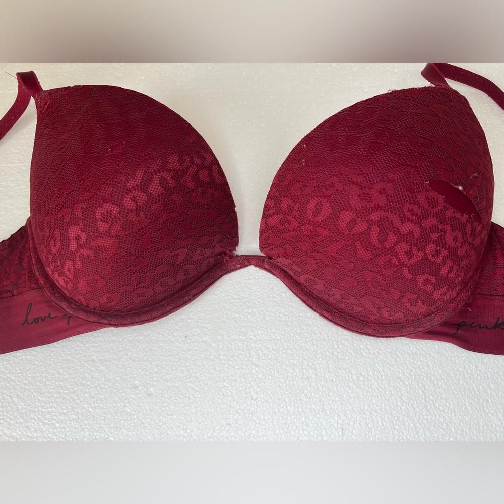 PINK Victoria's Secret Burgundy Lace Bra - Picture 3 of 7